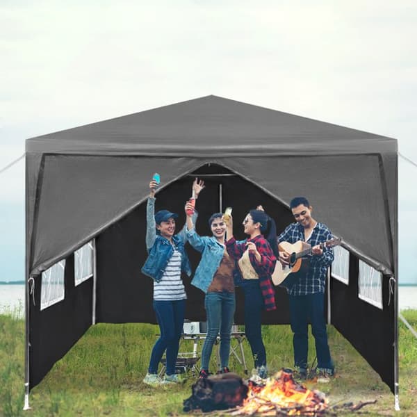 Fällbart trädgårdspaviljong - LZQ - 3 x 6m - Solskydd och UV-skydd - Anthracite