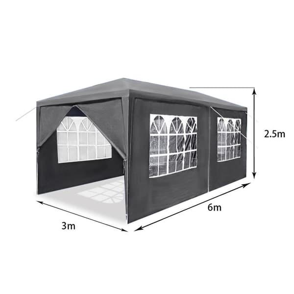 Fällbart trädgårdspaviljong - LZQ - 3 x 6m - Solskydd och UV-skydd - Anthracite