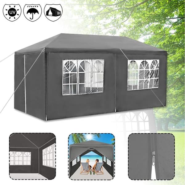 Fällbart trädgårdspaviljong - LZQ - 3 x 6m - Solskydd och UV-skydd - Anthracite