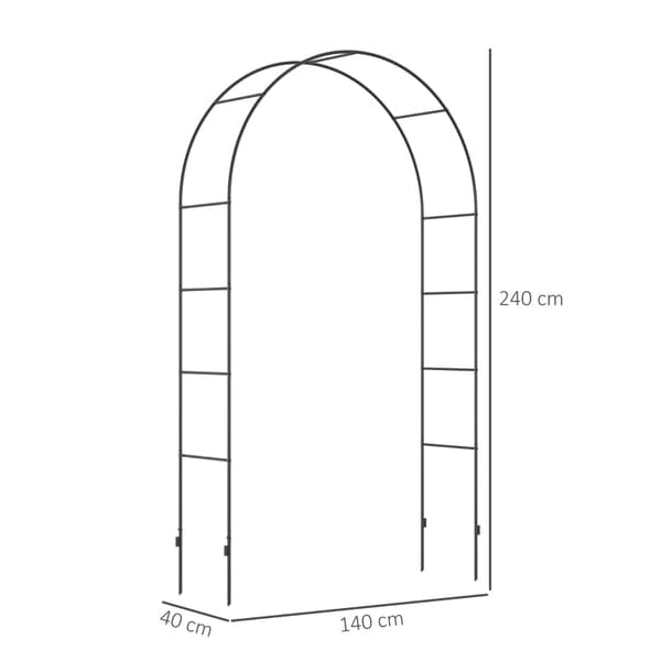 Rootz Garden Arch - Rose Arch - Trellis Arch - Metal Rose Trellis - Havedekoration - Sort - 1,40 x 0,40 x 2,40 m