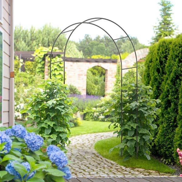 Rootz Garden Arch - Rose Arch - Trellis Arch - Metal Rose Trellis - Havedekoration - Sort - 1,40 x 0,40 x 2,40 m