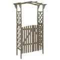 Pikkukuva 1 / 7: vidaXL Pergola portilla 116x40x204 cm harmaa täysi kuusi -  Puutarhakaaret, säleiköt, kukkatornit & pergolat