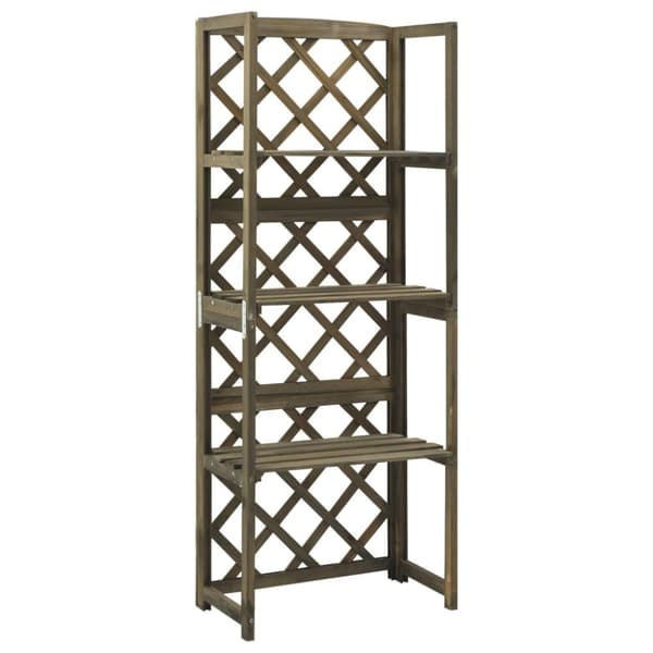 vidaXL espalier med hylder 55x30x140 cm massivt grantræ grå -  Havebuer, espalierer & pergolaer
