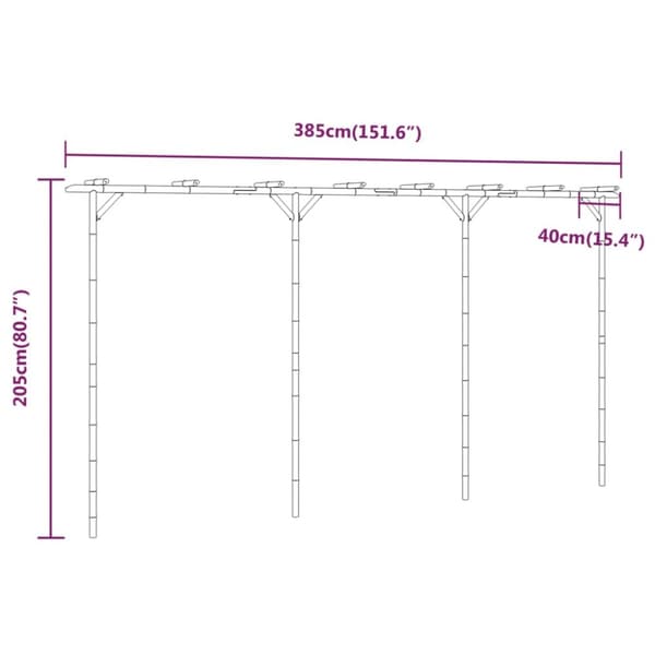 vidaXL pergola 385x40x205 cm bambus -  Havebuer, espalierer & pergolaer