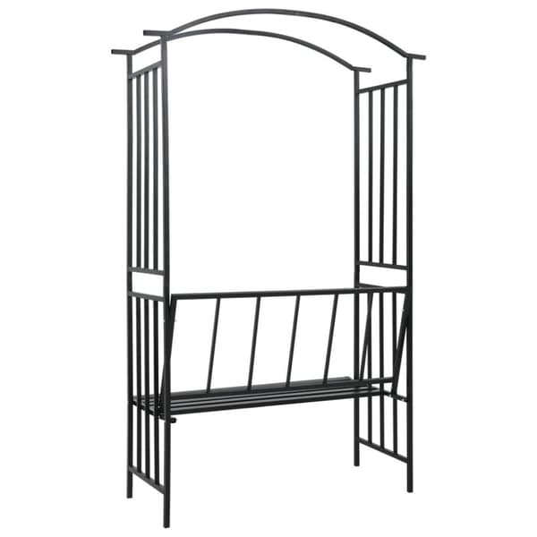 vidaXL havebue med bænk 128x50x207 cm jern sort -  Havebuer, espalierer & pergolaer