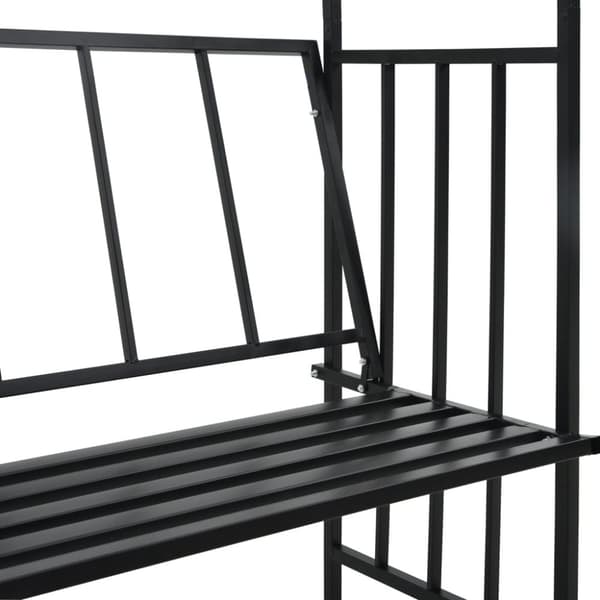 vidaXL havebue med bænk 128x50x207 cm jern sort -  Havebuer, espalierer & pergolaer