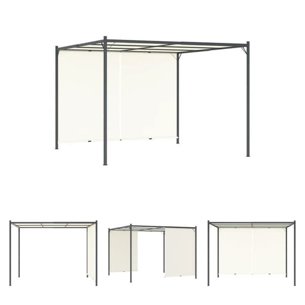 The Living Store pergola med justérbart tag 3x3 m stål cremefarvet -  Havebuer, espalierer & pergolaer