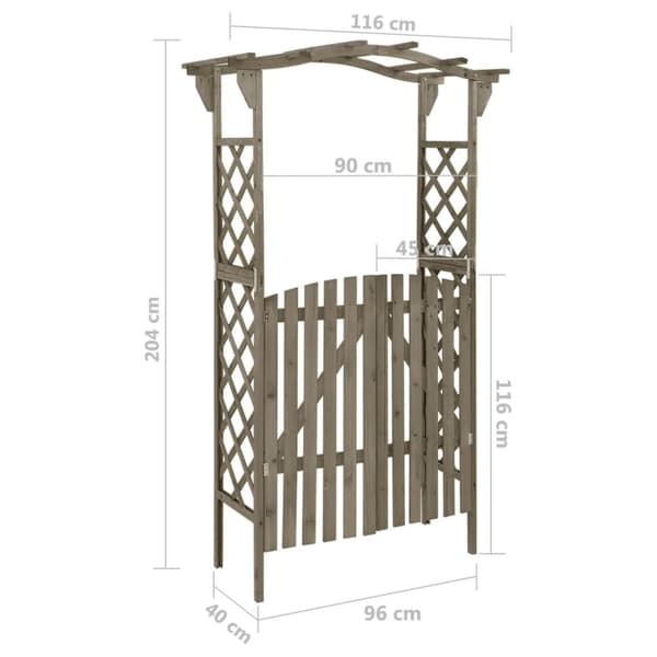 The Living Store Pergola portilla 116x40x204 cm harmaa täysi kuusi -  Puutarhakaaret, säleiköt, kukkatornit & pergolat