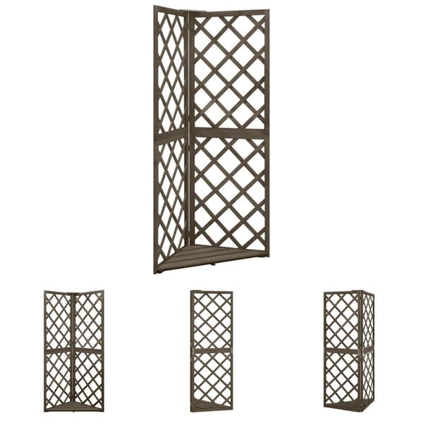 The Living Store espalier til hjørne 50x50x145 cm massivt grantræ grå -  Havebuer, espalierer & pergolaer