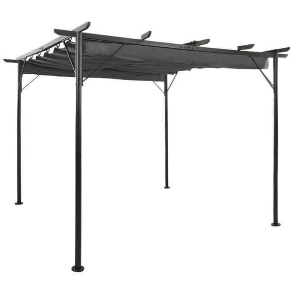 The Living Store pergola med sammenrulleligt tag 3x3 m 180 g/m² antracitgrå -  Havebuer, espalierer & pergolaer