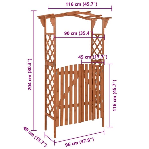 The Living Store Pergola med grind 116x40x204 cm massivt granträ -  Bersåer, spaljéer & pergolor