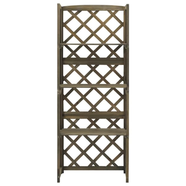 The Living Store espalier med hylder 55x30x140 cm massivt grantræ grå -  Havebuer, espalierer & pergolaer