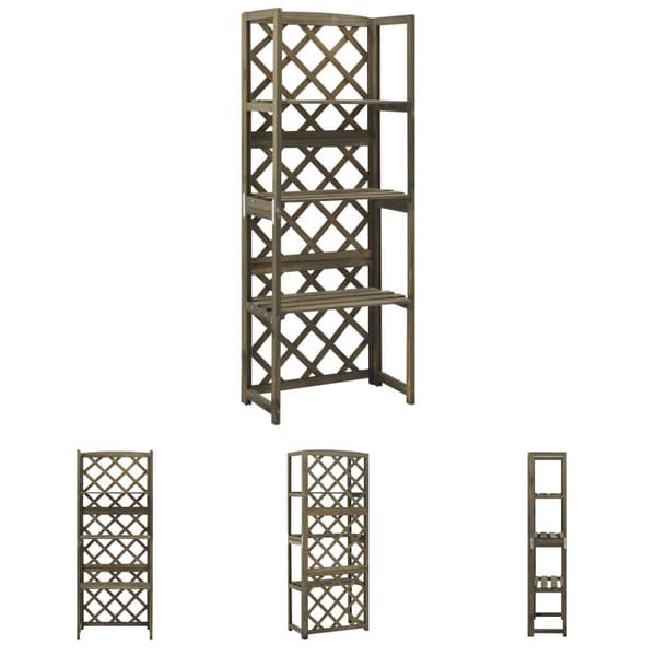 The Living Store espalier med hylder 55x30x140 cm massivt grantræ grå -  Havebuer, espalierer & pergolaer