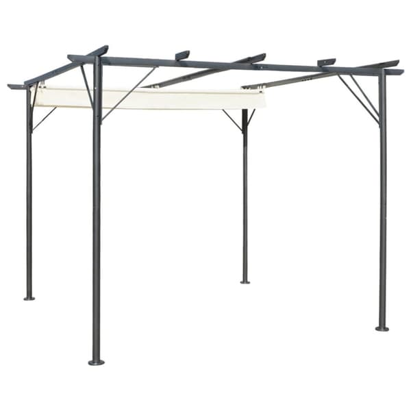 The Living Store Pergola sisäänvedettävällä katolla kermanvalkoinen 3x3 m teräs -  Puutarhakaaret, säleiköt, kukkatornit & pergolat