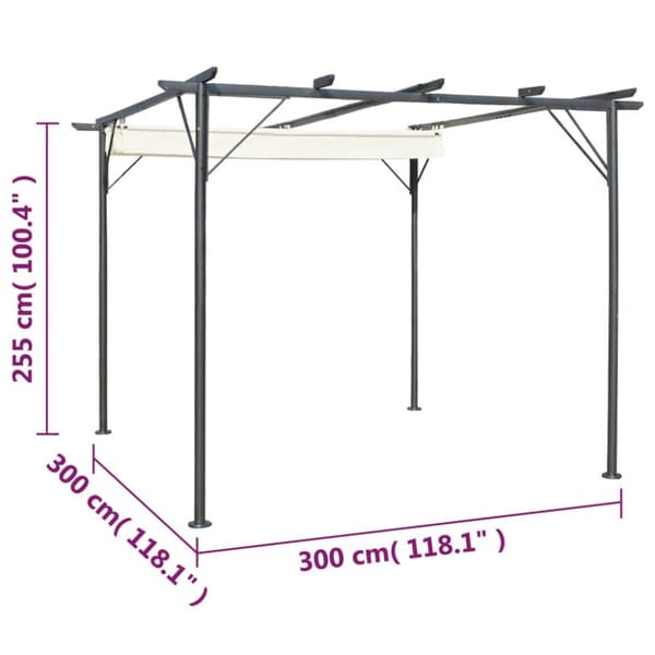 The Living Store Pergola sisäänvedettävällä katolla kermanvalkoinen 3x3 m teräs -  Puutarhakaaret, säleiköt, kukkatornit & pergolat