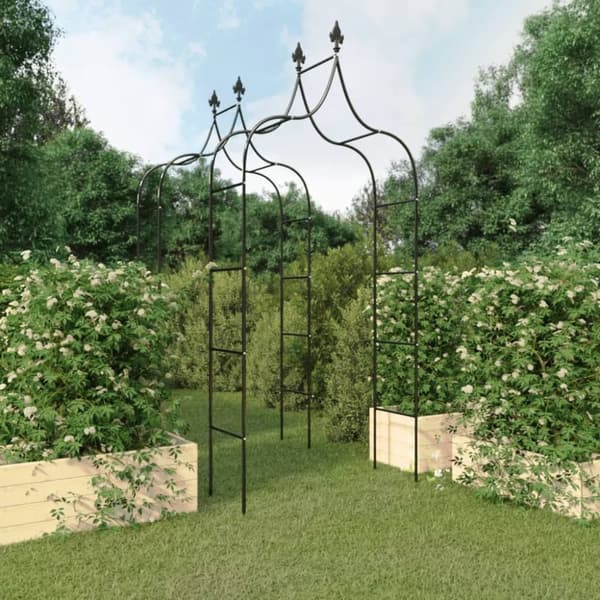 The Living Store havebuer 2 stk. 120x38x260 cm stål sort -  Havebuer, espalierer & pergolaer
