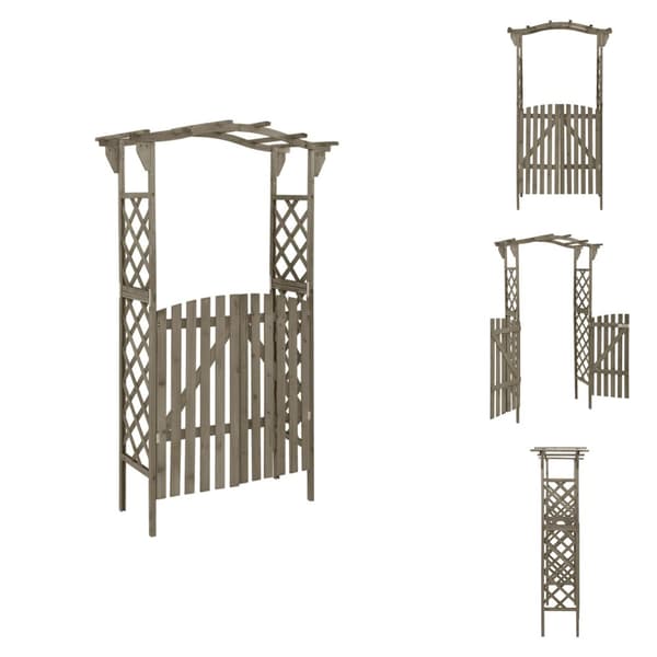 Bersåer, spaljéer & pergolor - Living Pergola med grind 116x40x204 cm grå massivt granträ