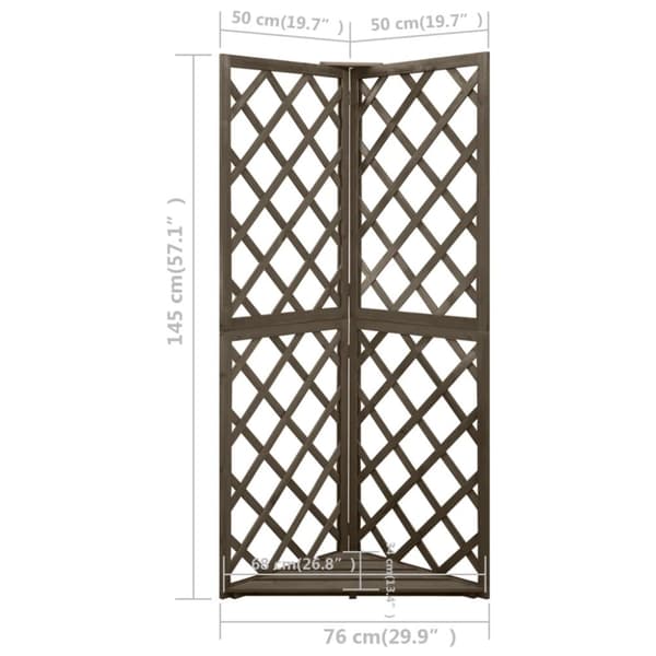 Havebuer, espalierer & pergolaer - Living espalier til hjørne 50x50x145 cm massivt grantræ grå