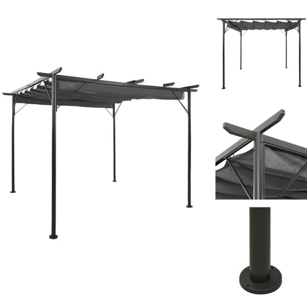 Havebuer, espalierer & pergolaer - Living pergola med sammenrulleligt tag 3x3 m 180 g/m² antracitgrå