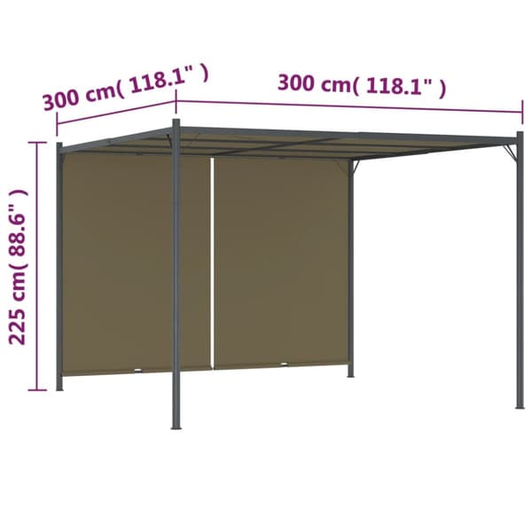 Havebuer, espalierer & pergolaer - Living pergola med tilbagetrækkeligt tag 3x3 m 180 g/m² gråbrun