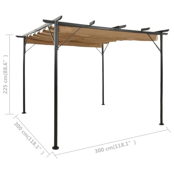 Puutarhakaaret, säleiköt, kukkatornit & pergolat - Living Pergola sisäänvedettävä katto taupe 3x3 m teräs 180 g/m²