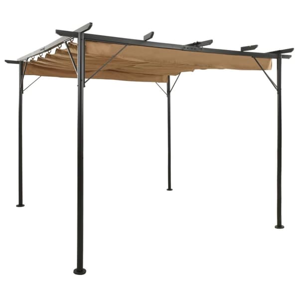 Puutarhakaaret, säleiköt, kukkatornit & pergolat - Living Pergola sisäänvedettävä katto taupe 3x3 m teräs 180 g/m²