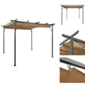 Pikkukuva 1 / 7: Puutarhakaaret, säleiköt, kukkatornit & pergolat - Living Pergola sisäänvedettävä katto taupe 3x3 m teräs 180 g/m²