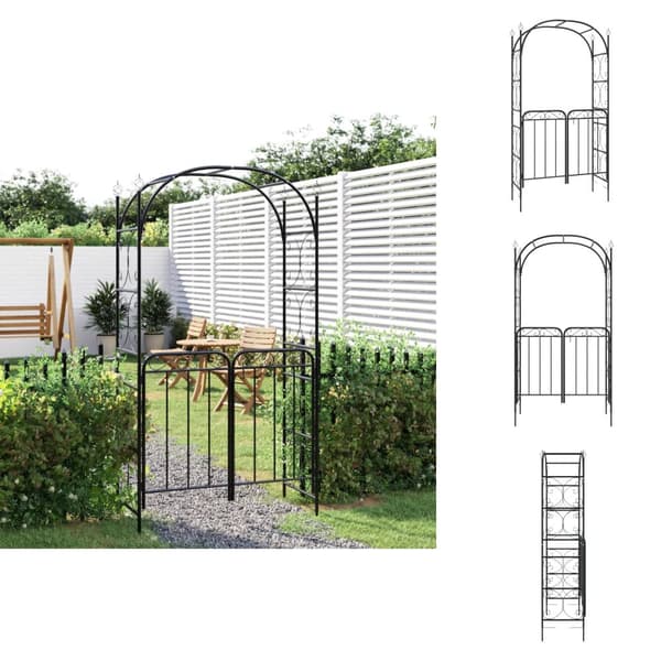 Havebuer, espalierer & pergolaer - Living havebue med låge 108x45x235 cm stål sort