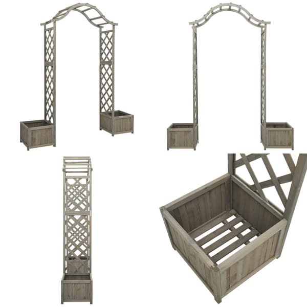 Havepergola med plantekasse massivt fyrretræ grå - Pergola - Pergolaer - Home & Living