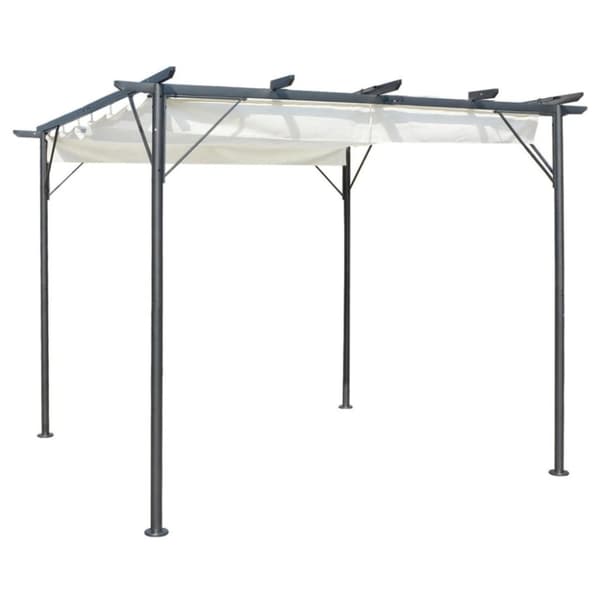 Pergola med tilbagetrækkeligt tag 3x3 m stål cremefarvet - Pergola - Pergolaer - Home & Living