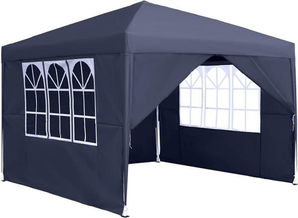 YUENFONG hopfällbart lusthus 10x10ft vattentätt partytält med 4 sidopaneler, UV-skydd och plats för