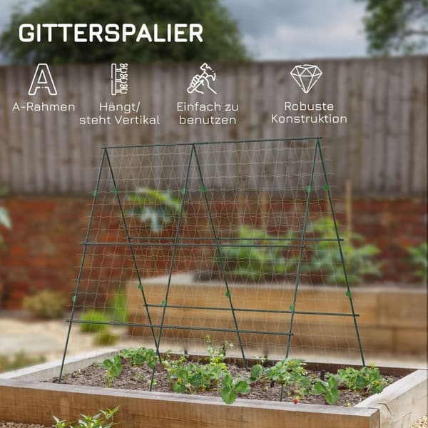 Rootz Justerbar Plantestøtte espalier - Klatreplanteramme - Haveespalier - Holdbar stålramme - Plantebeskyttelsesnet - 180cm x 100cm x 180cm