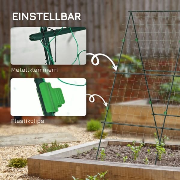 Rootz Justerbar Plantestøtte espalier - Klatreplanteramme - Haveespalier - Holdbar stålramme - Plantebeskyttelsesnet - 180cm x 100cm x 180cm