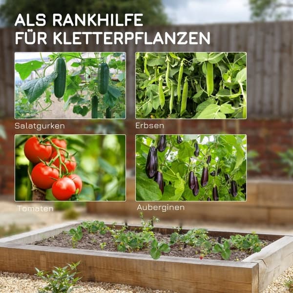 Rootz Justerbar Plantestøtte espalier - Klatreplanteramme - Haveespalier - Holdbar stålramme - Plantebeskyttelsesnet - 180cm x 100cm x 180cm