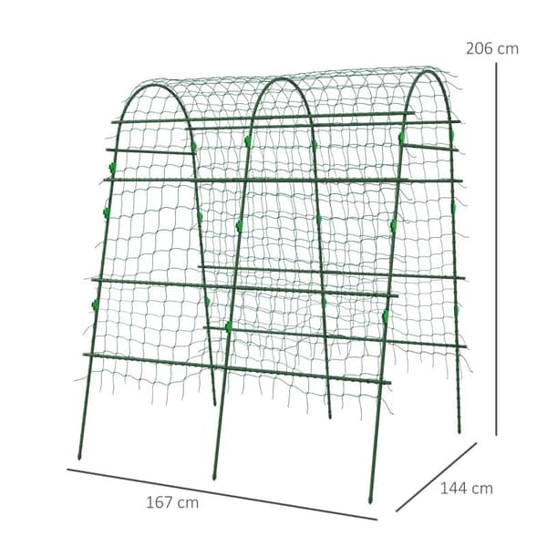 Rootz Large Arch - Fågelnät - Spaljé med nät - Enkel montering - Metall - Plastklämma - Grön - 144 x 167 x 206 cm