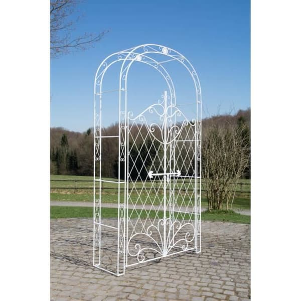 CLP Rose båge med Melissa Arcade järndörr Höjd 220 cm, Vit