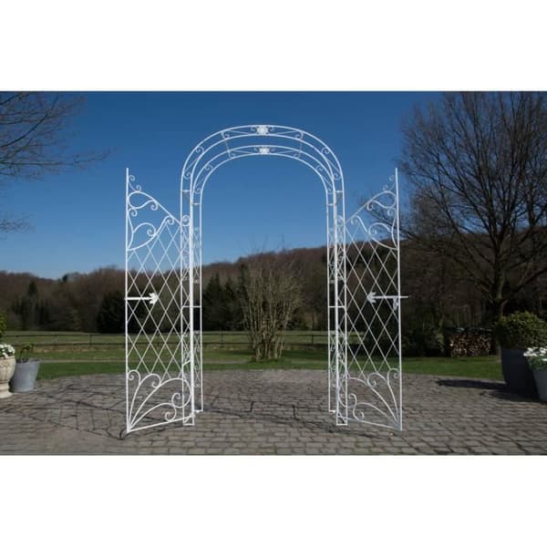 CLP Rose båge med Melissa Arcade järndörr Höjd 220 cm, Vit