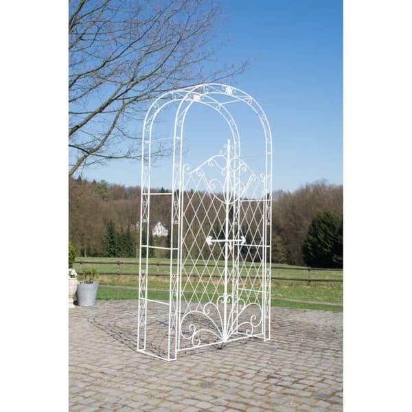 CLP Rose båge med Melissa Arcade järndörr Höjd 220 cm, Vit