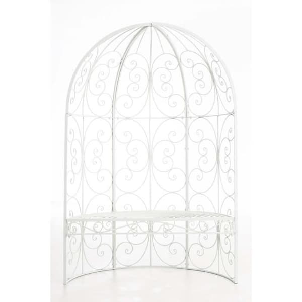 Roséarbåge - Rosie - Halv pavilion - Trädgårdbänk - Vit - Elegant design