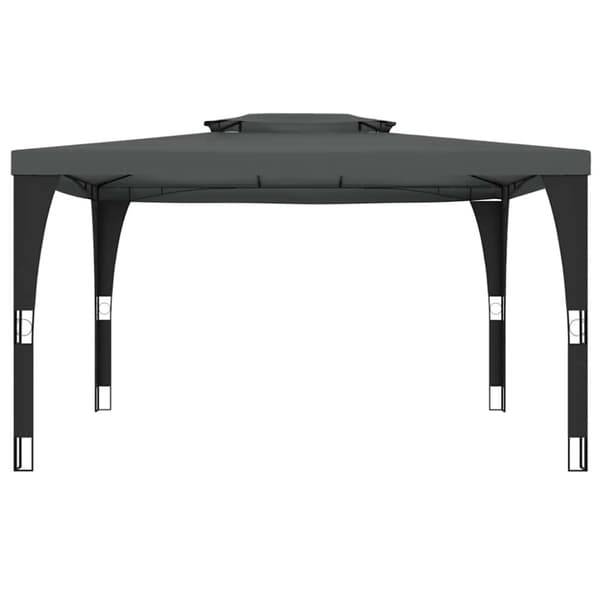 vidaXL pavillon med dobbelt tag 3,98x2,98 m stål antracitgrå