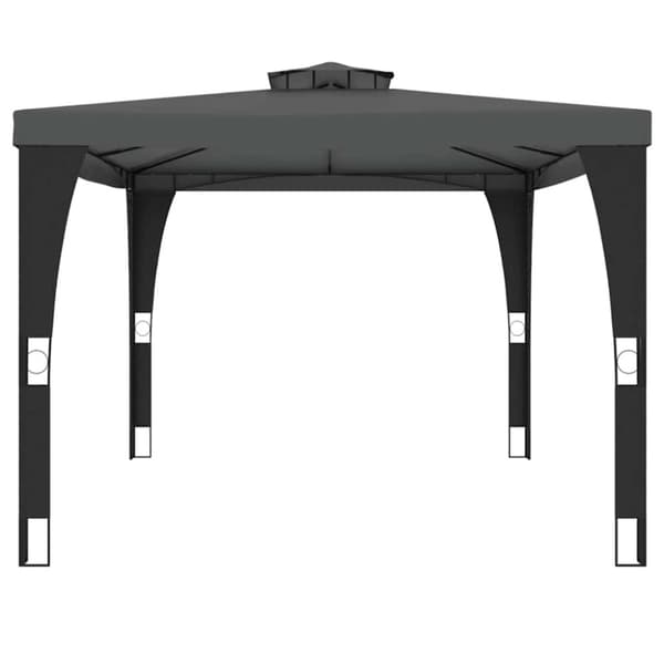 vidaXL pavillon med dobbelt tag 3,98x2,98 m stål antracitgrå