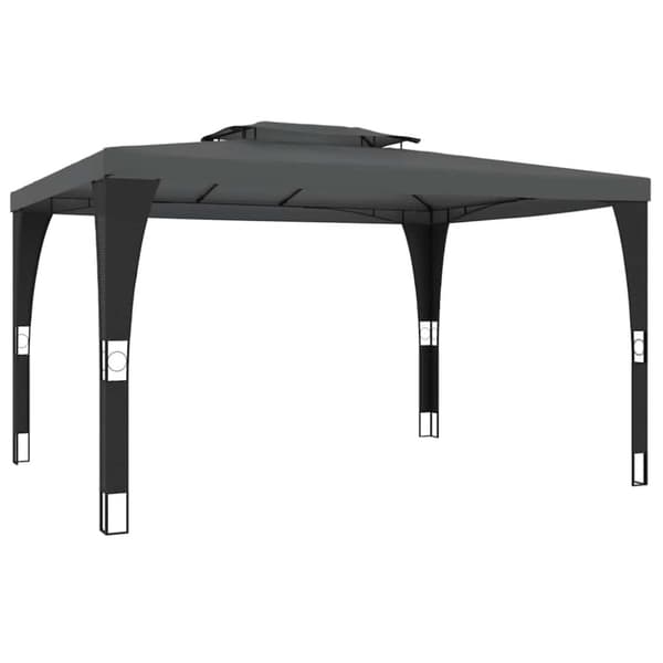 vidaXL pavillon med dobbelt tag 3,98x2,98 m stål antracitgrå