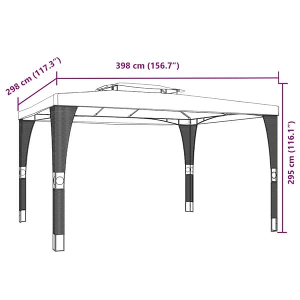 vidaXL pavillon med dobbelt tag 3,98x2,98 m stål antracitgrå