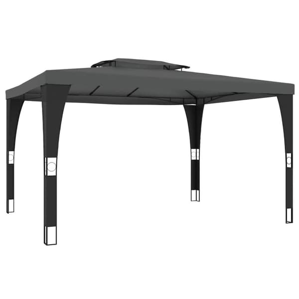 vidaXL pavillon med dobbelt tag 3,98x2,98 m stål antracitgrå