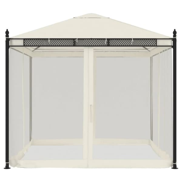vidaXL pavillon 2,93x2,93 m meshvægge stål cremefarvet