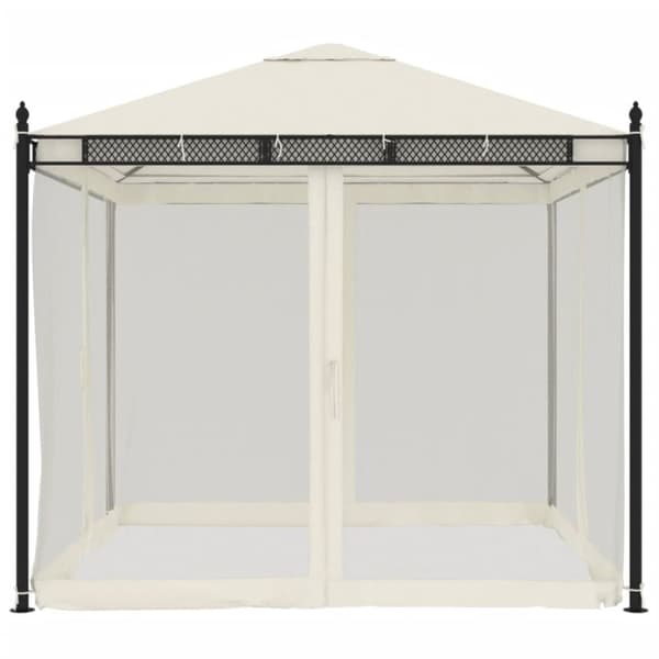 vidaXL pavillon 2,93x2,93 m meshvægge stål cremefarvet