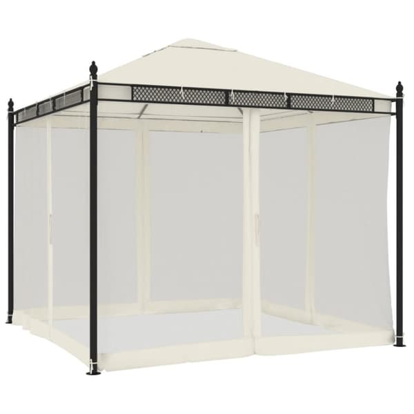 vidaXL pavillon 2,93x2,93 m meshvægge stål cremefarvet