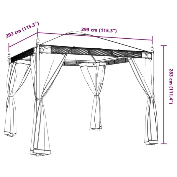 vidaXL pavillon 2,93x2,93 m meshvægge stål cremefarvet