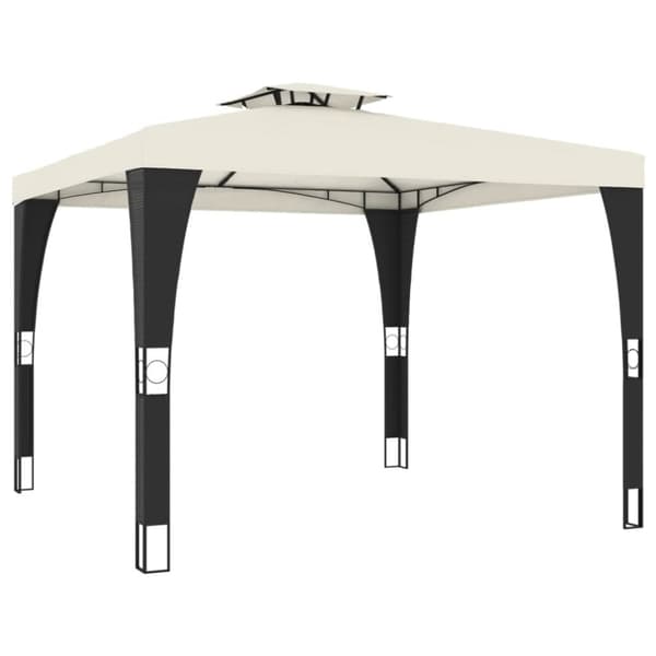 vidaXL pavillon med dobbelt tag 2,98x2,98 m stål cremefarvet