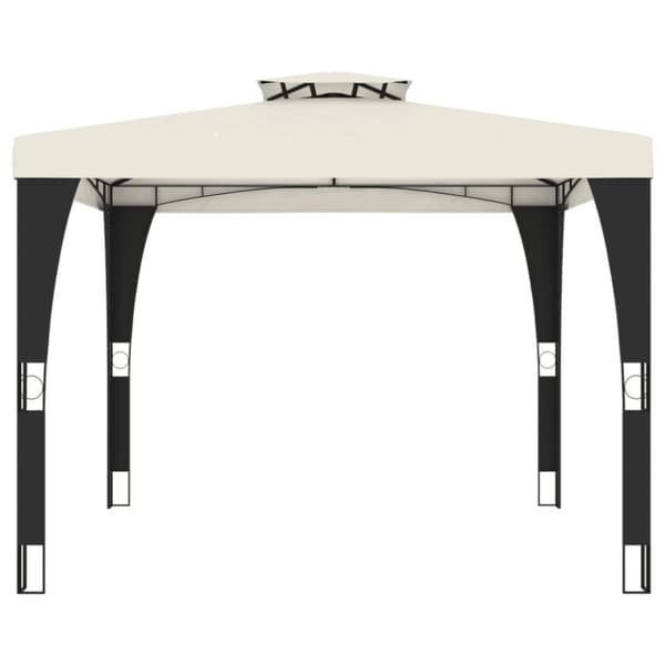 vidaXL pavillon med dobbelt tag 2,98x2,98 m stål cremefarvet
